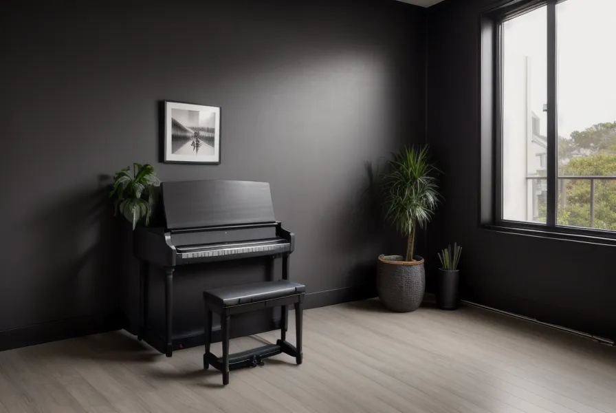 Manos de un adulto practicando dinámica en las notas graves de un piano digital de 88 teclas pesadas