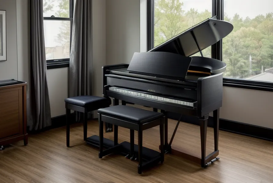 Audífonos sobre un piano digital de teclas pesadas, listos para practicar sin molestar a los vecinos