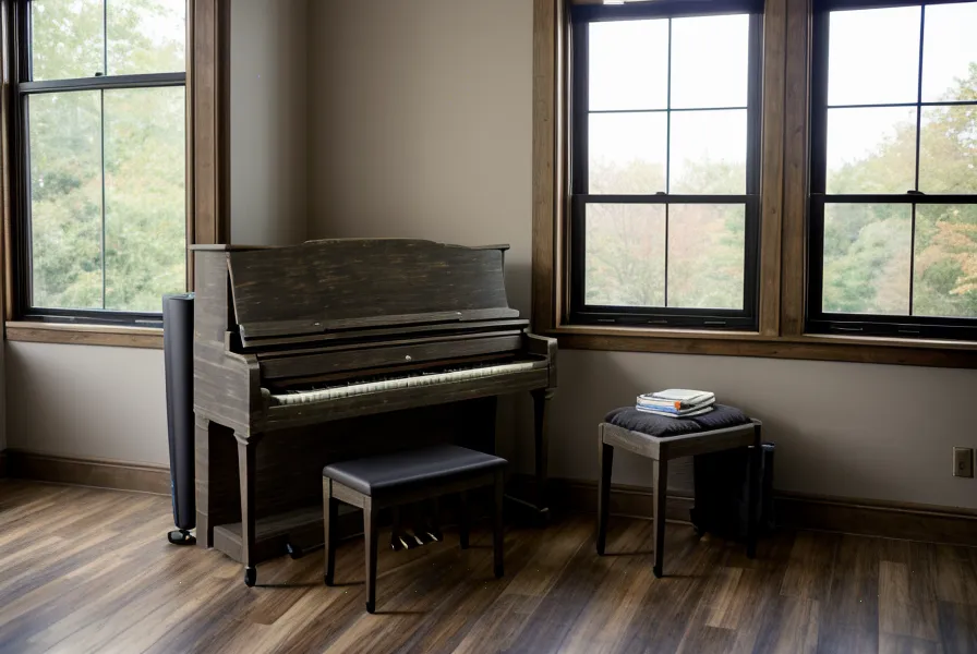 Panel trasero de un Yamaha P-45 usado mostrando la salida de audífonos para practicar piano en departamento