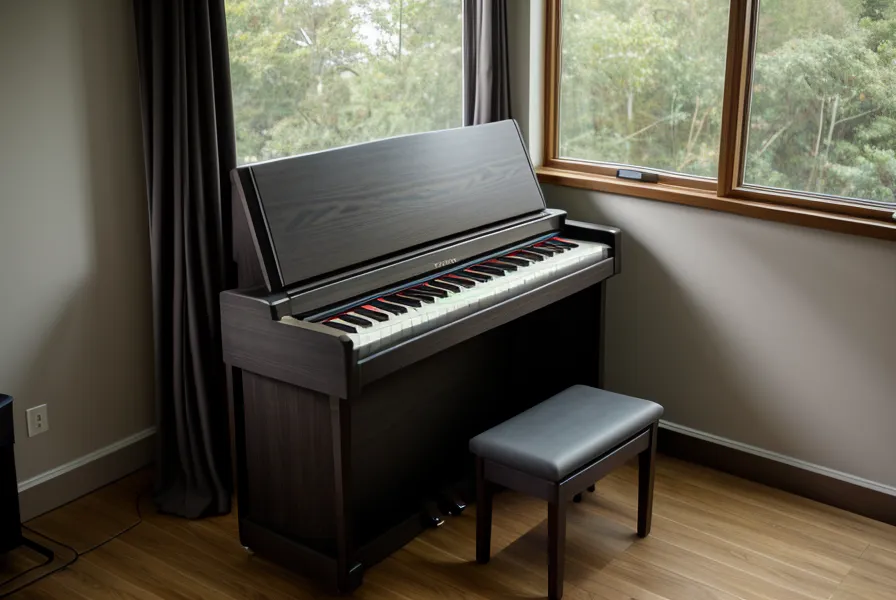 Botón de encendido del Yamaha P-45, parte del equipo clave en los métodos de aprendizaje de piano para adultos