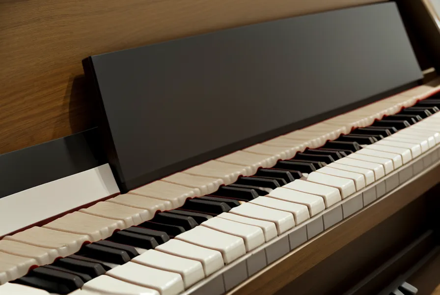Detalle de las teclas pesadas de un piano digital, el tipo de mecanismo que genera el golpe audible al tocar