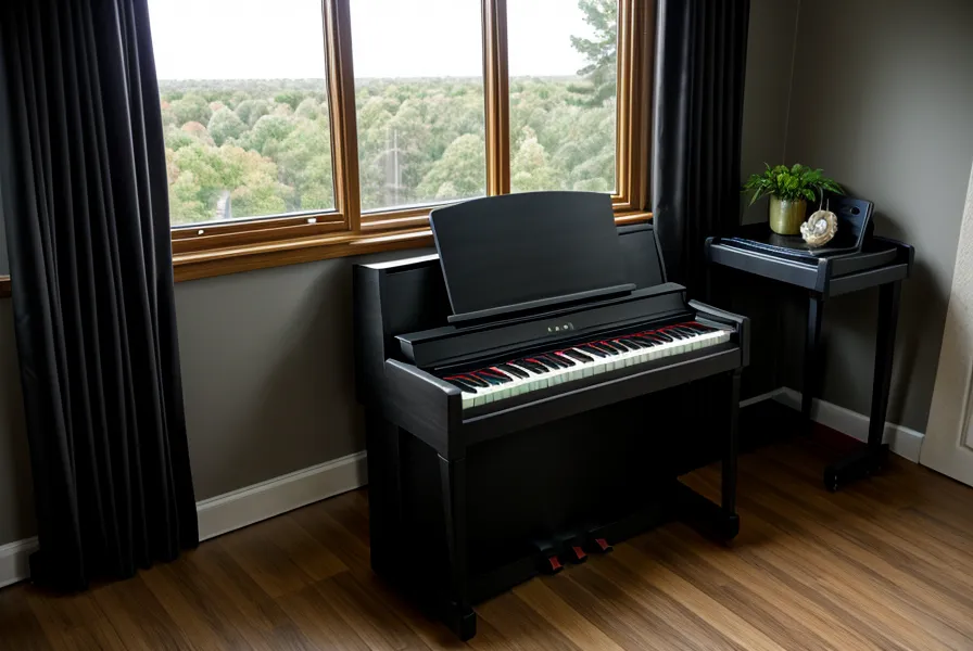 Rincón de práctica de piano en un departamento de Concepción, parte de la rutina de aprender piano desde cero