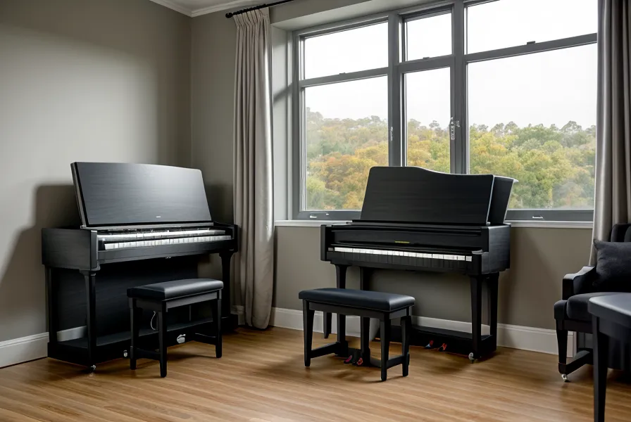Partitura de piano con anotaciones manuales y lentes de lectura sobre el atril