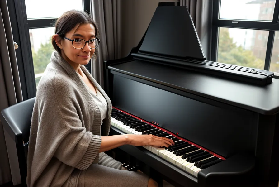 Funda para piano digital de 88 teclas puesta sobre un Yamaha P-45 para protegerlo del polvo