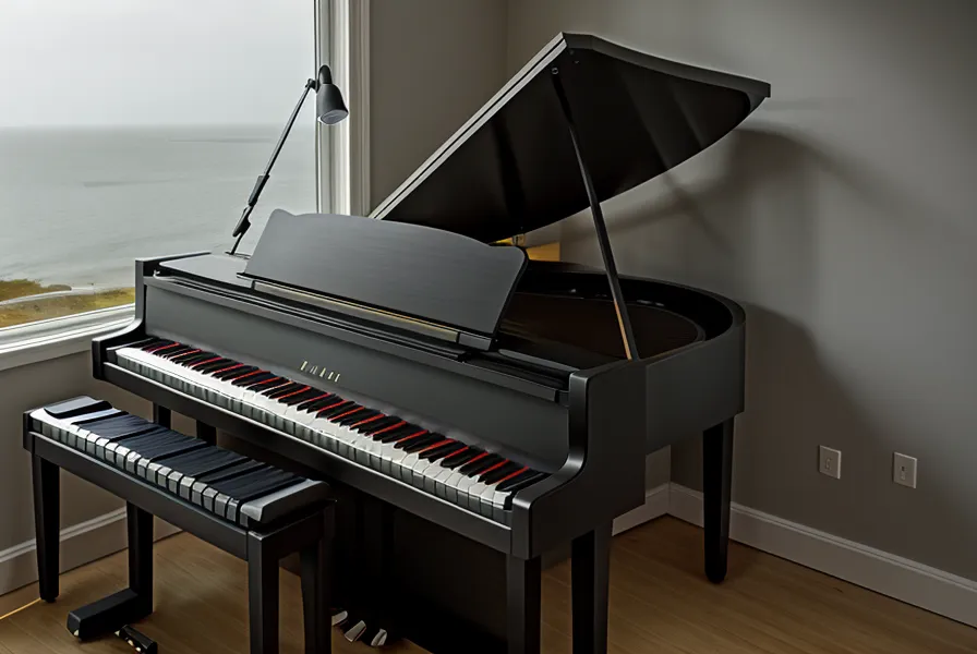 Metrónomo junto al teclado digital, herramienta clave para entrenar la independencia de manos en piano.